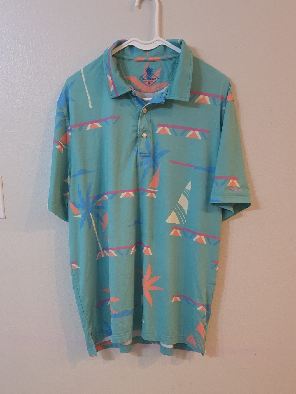 Chubbies Men's Teal Tropical Print Polo Shirt